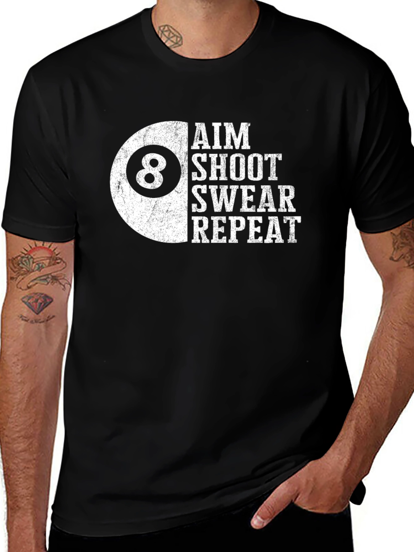 Variant 8 of Aim Shoot Swear Repeat Billiards T-Shirt