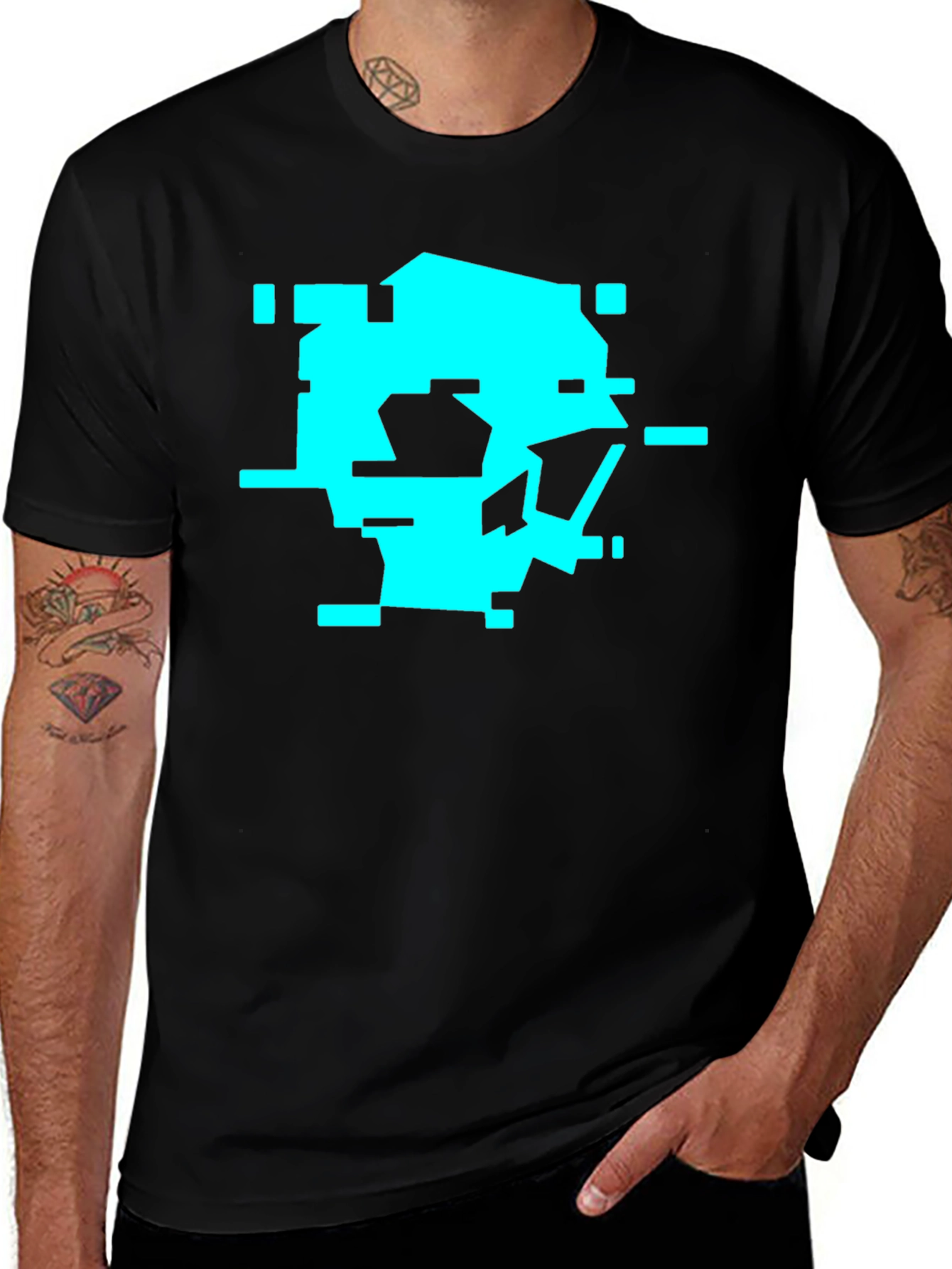 Variant 19 of Pixel Glitch Graphic Tee - Black