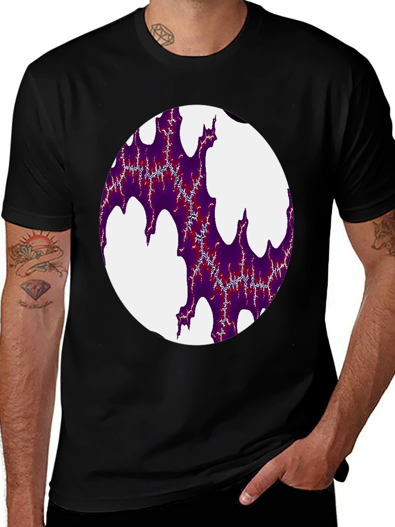 Variant 10 of Abstract Fractal Design Black T-Shirt