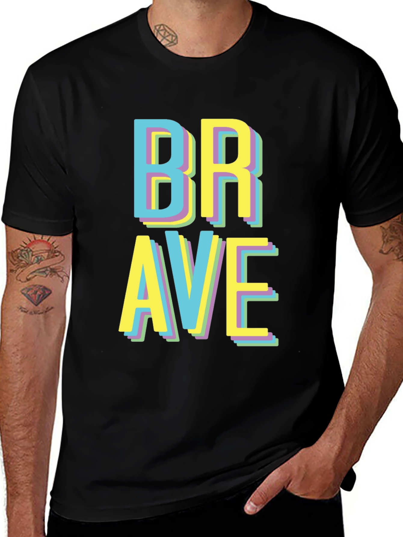Variant 16 of Brave Graphic Tee - Retro Word Design - Casual Comfort