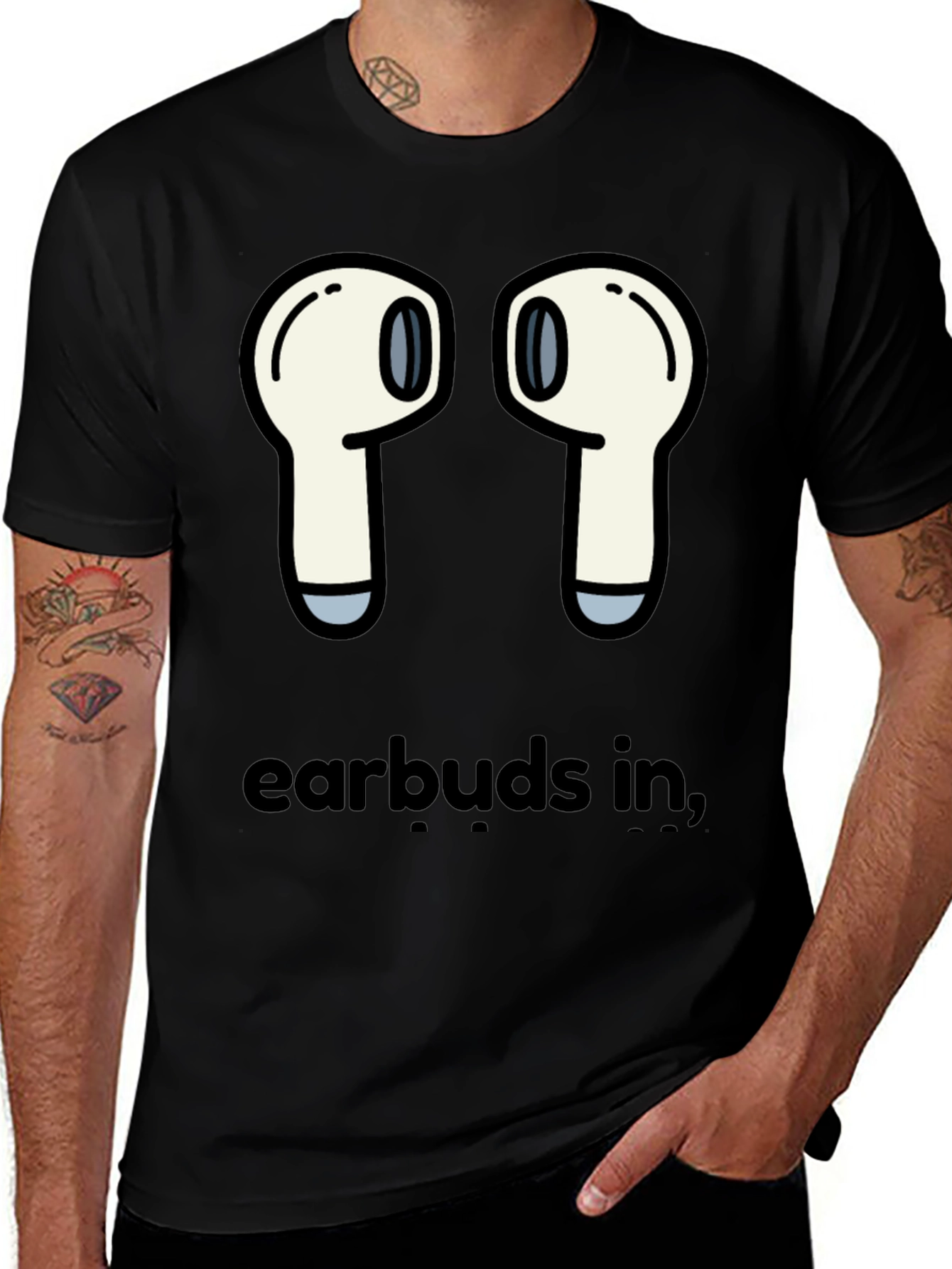 Variant 8 of Earbuds In T-Shirt - Cool Graphic Tee