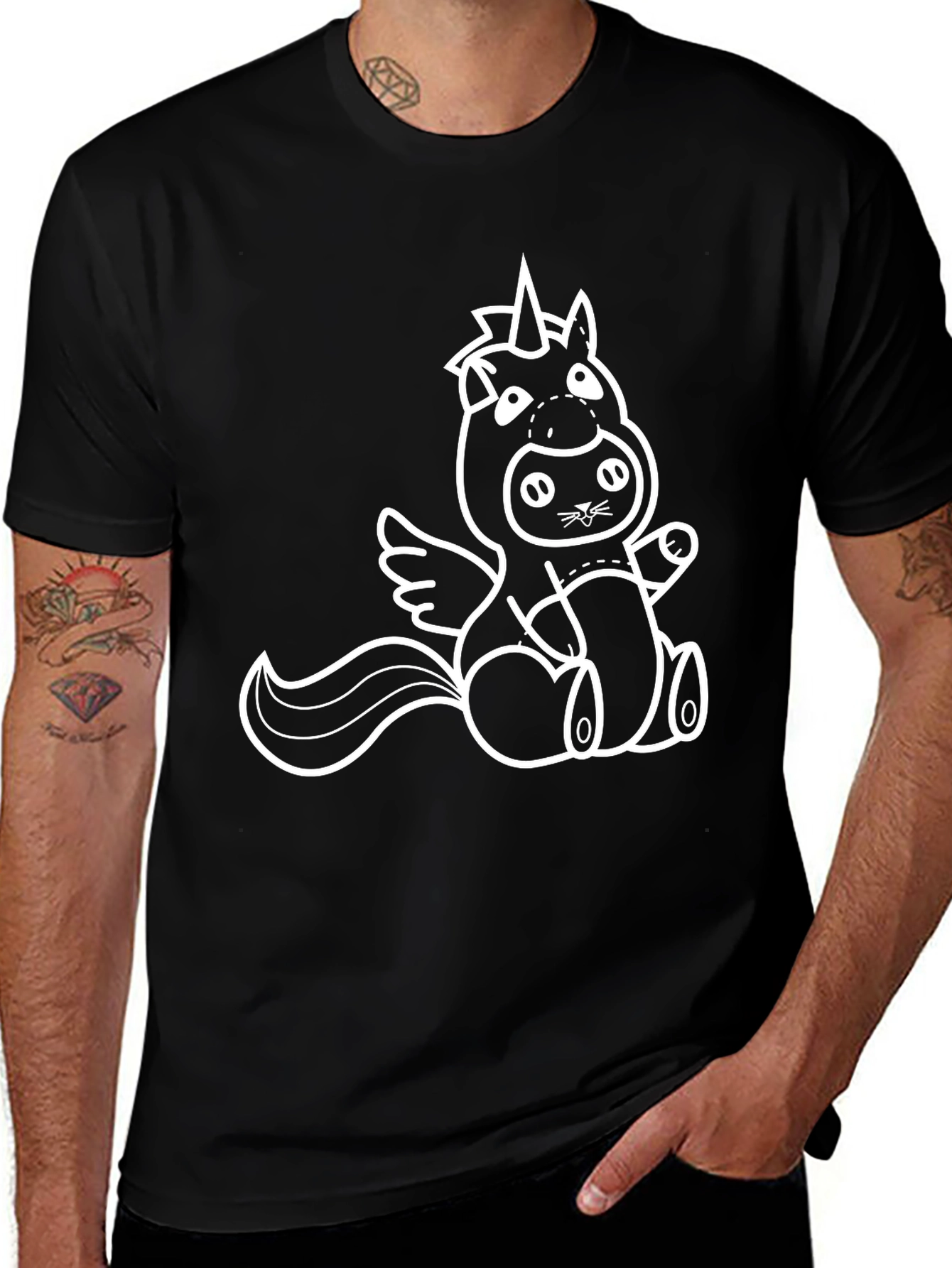 Variant 18 of Cute Unicorn Cat Black T-Shirt