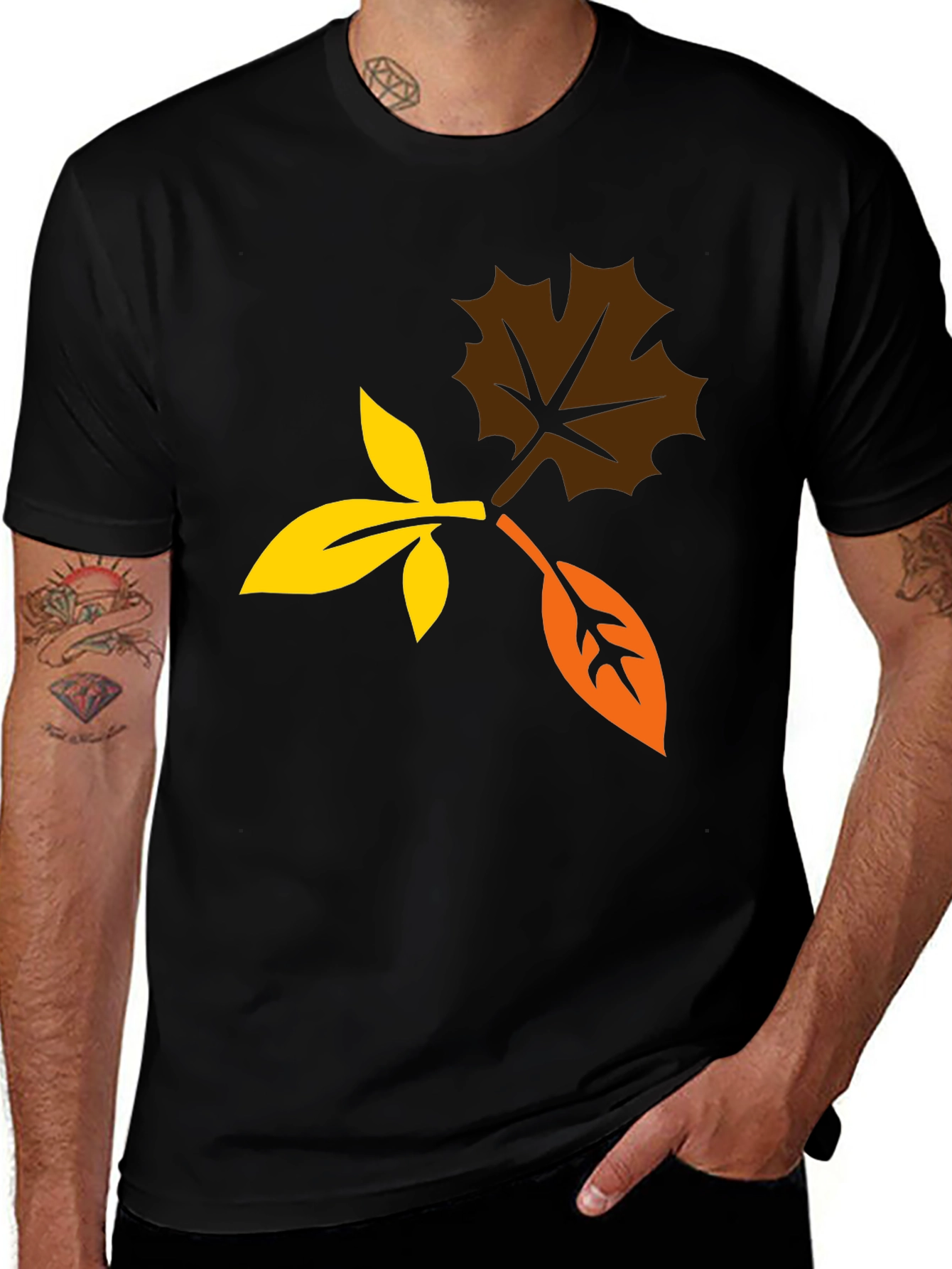 Variant 30 of Autumn Leaves Graphic Tee - Black Cotton Blend
