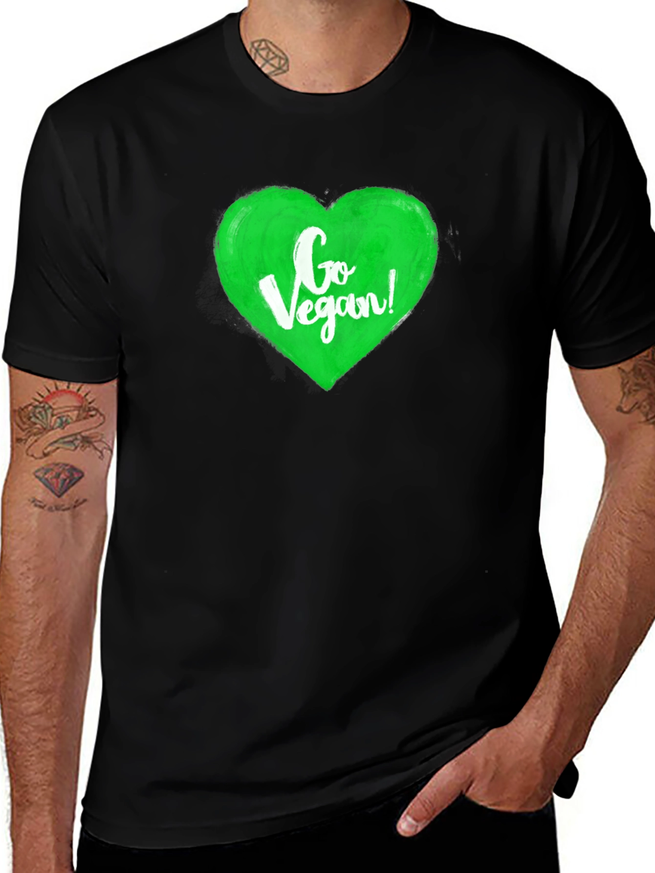 Variant 16 of Go Vegan! Black Crew Neck Graphic T-Shirt