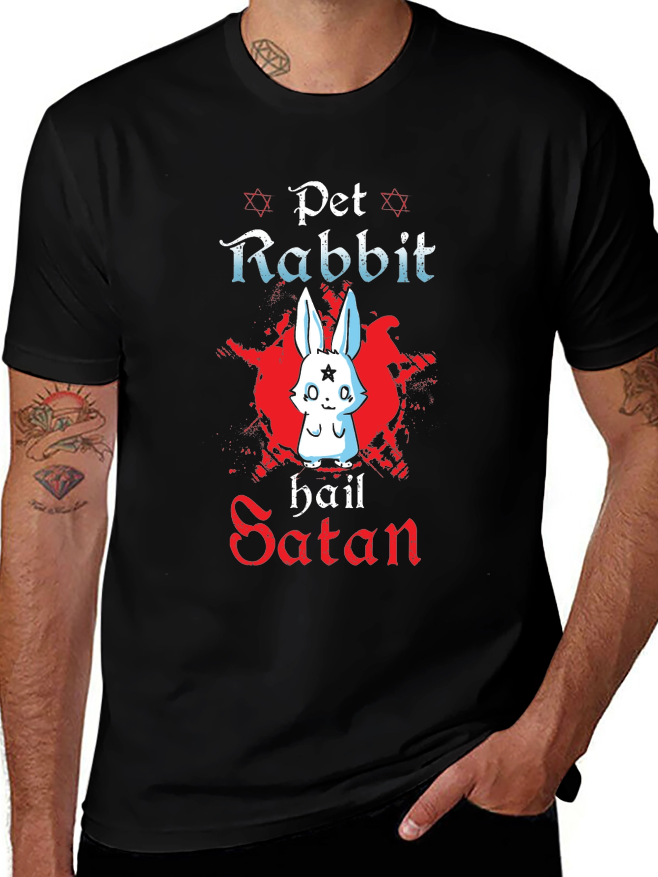 Variant 9 of Pet Rabbit Hail Satan T-Shirt