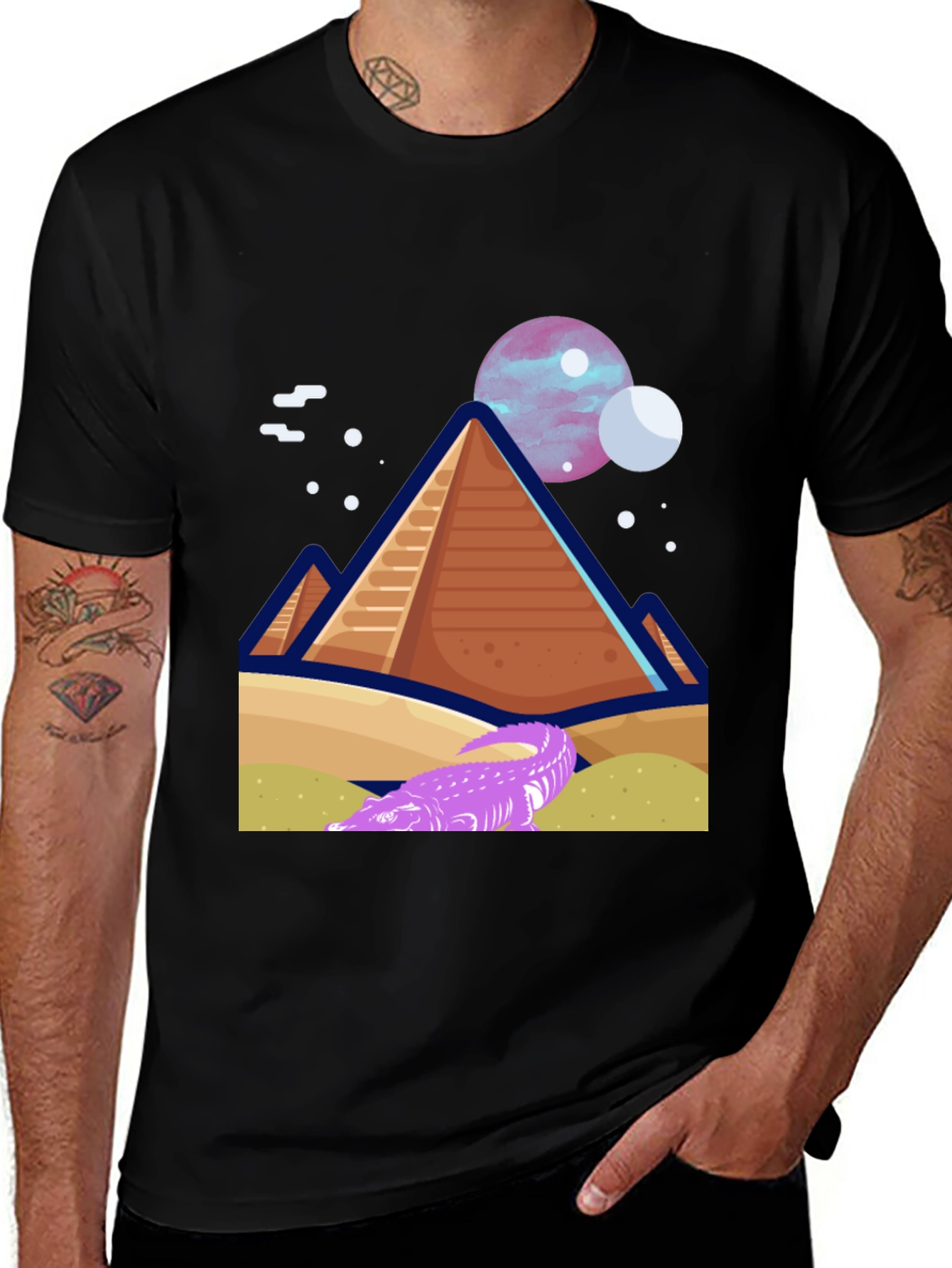Variant 11 of Pyramid Planet Graphic Tee - Black Cotton