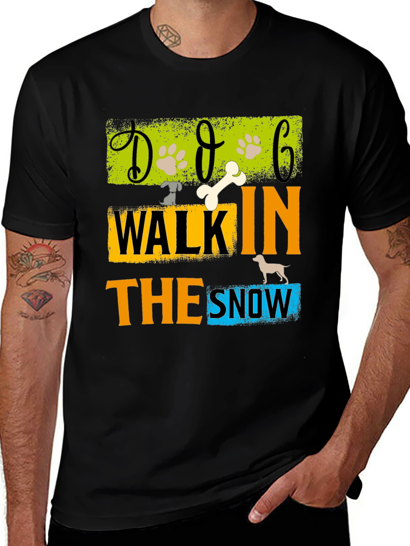 Variant 29 of Dog Walk In The Snow T-Shirt