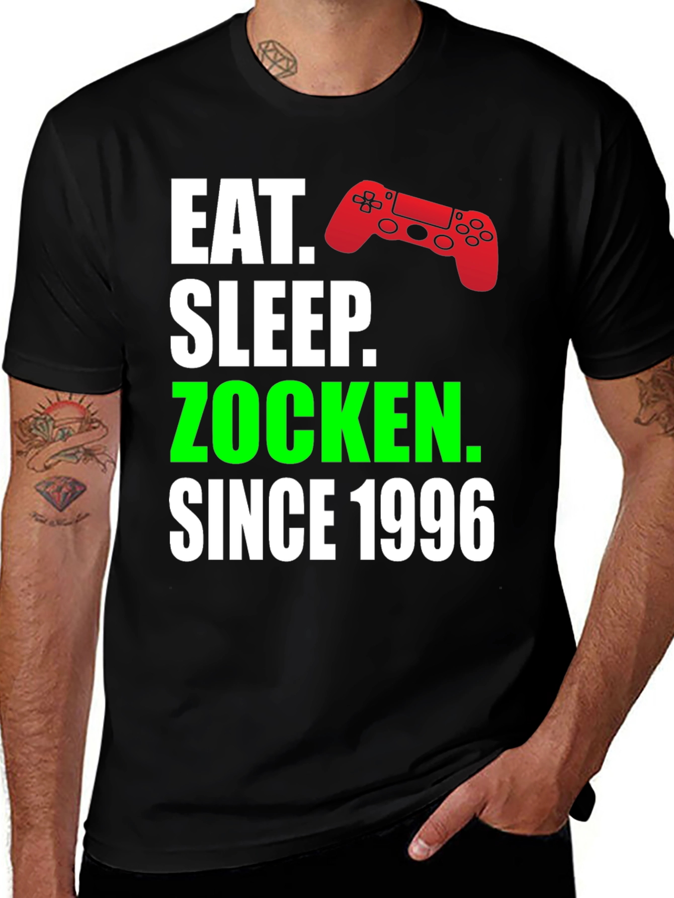 Variant 28 of Eat Sleep Zocken Since 1996 Gamer T-Shirt