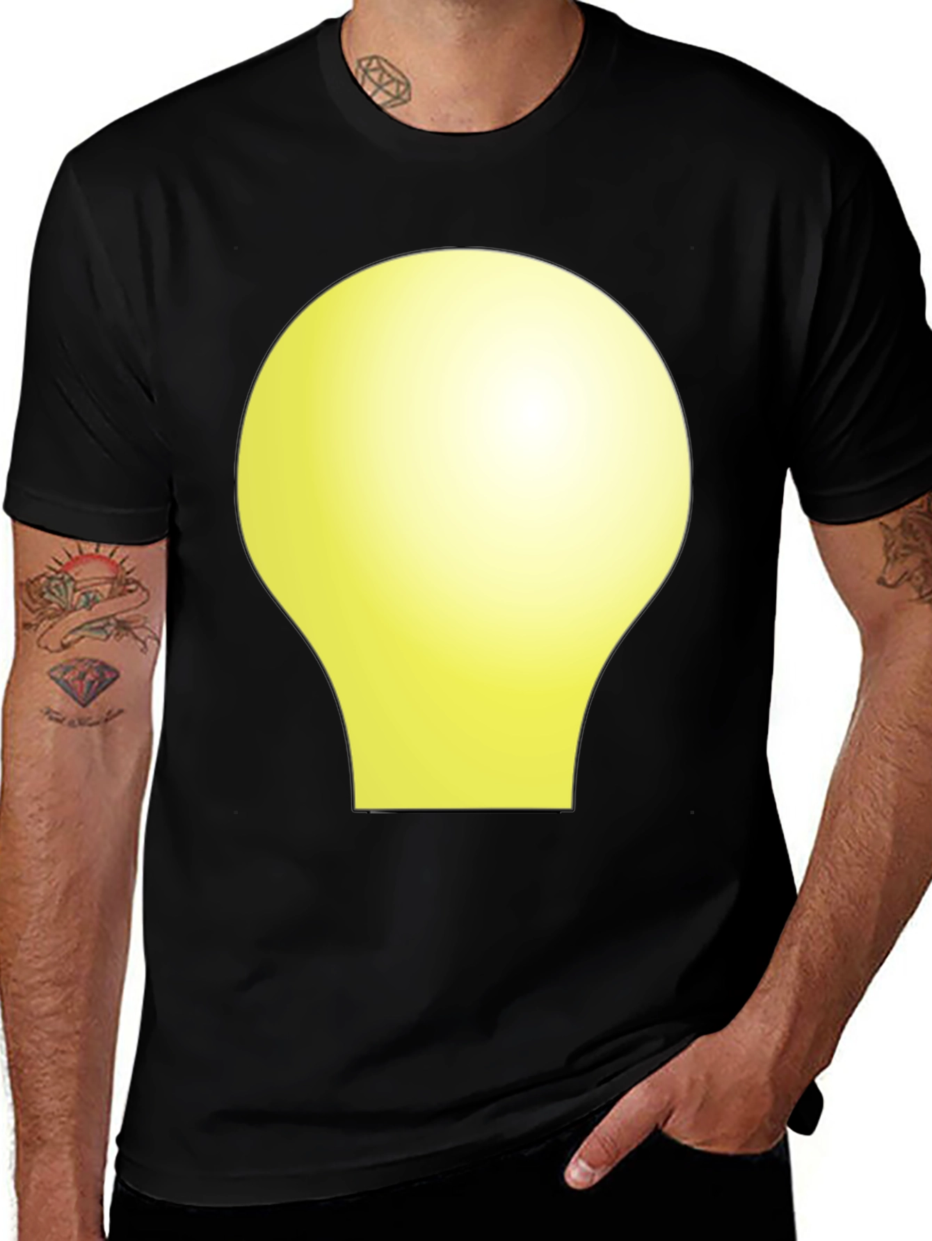 Variant 23 of Black Tee with Abstract Yellow Shape