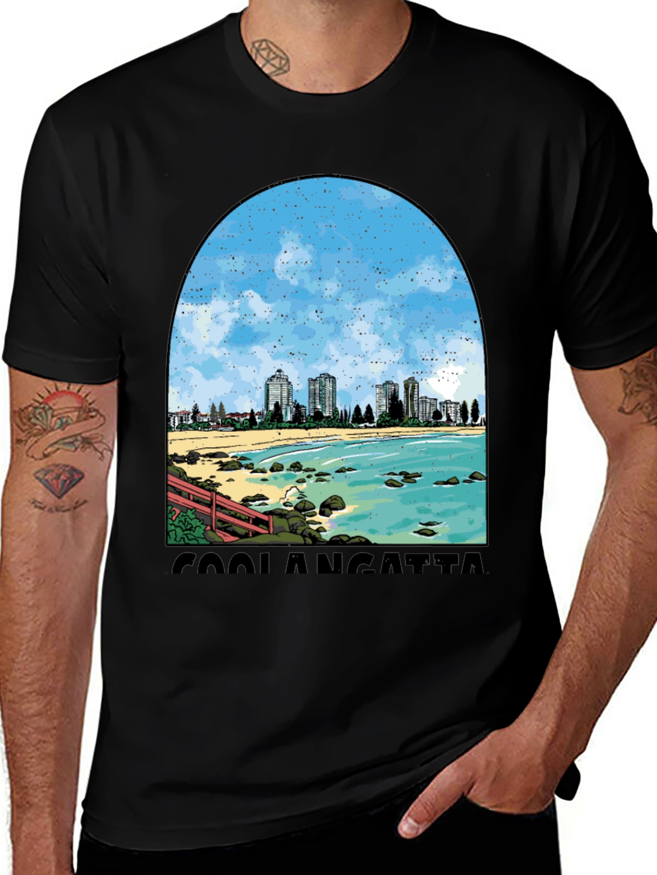 Variant 9 of Coolangatta Beach Graphic Tee - Stylish Comfort