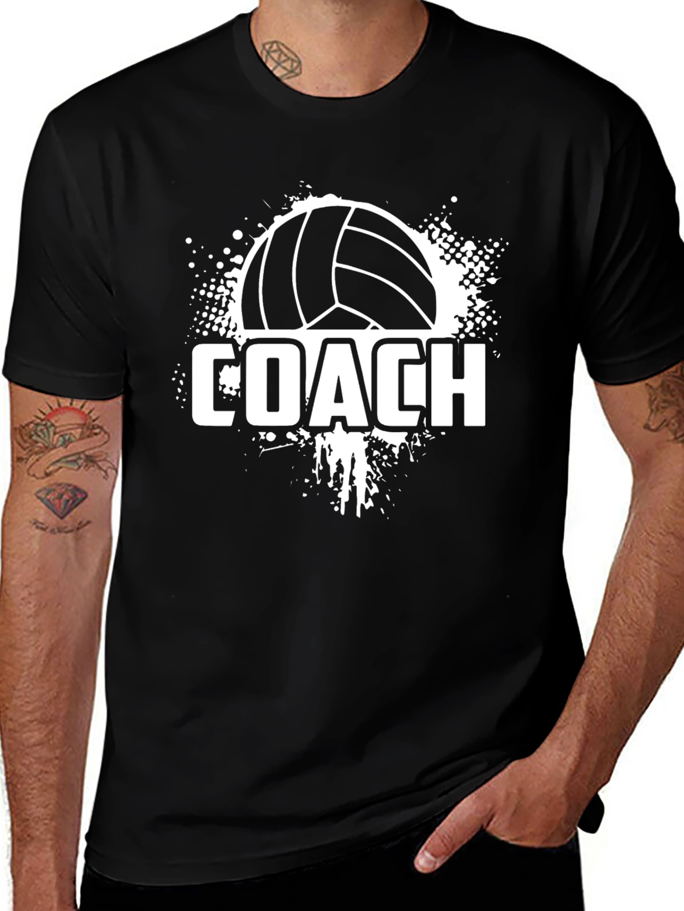 Variant 17 of Volleyball Coach Graphic T-Shirt - Black