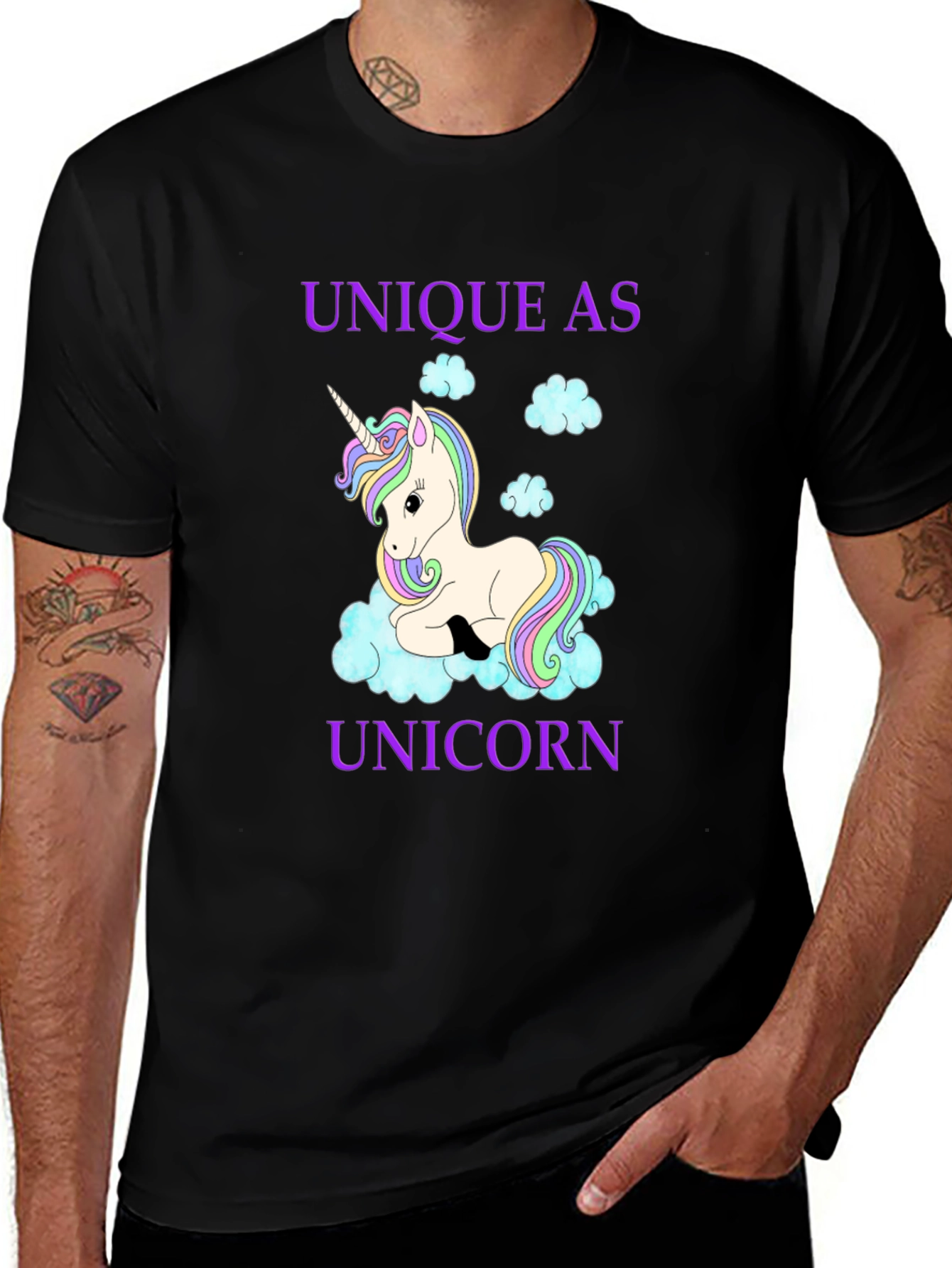 Variant 11 of Unique As Unicorn Graphic Tee - Black Cotton Shirt