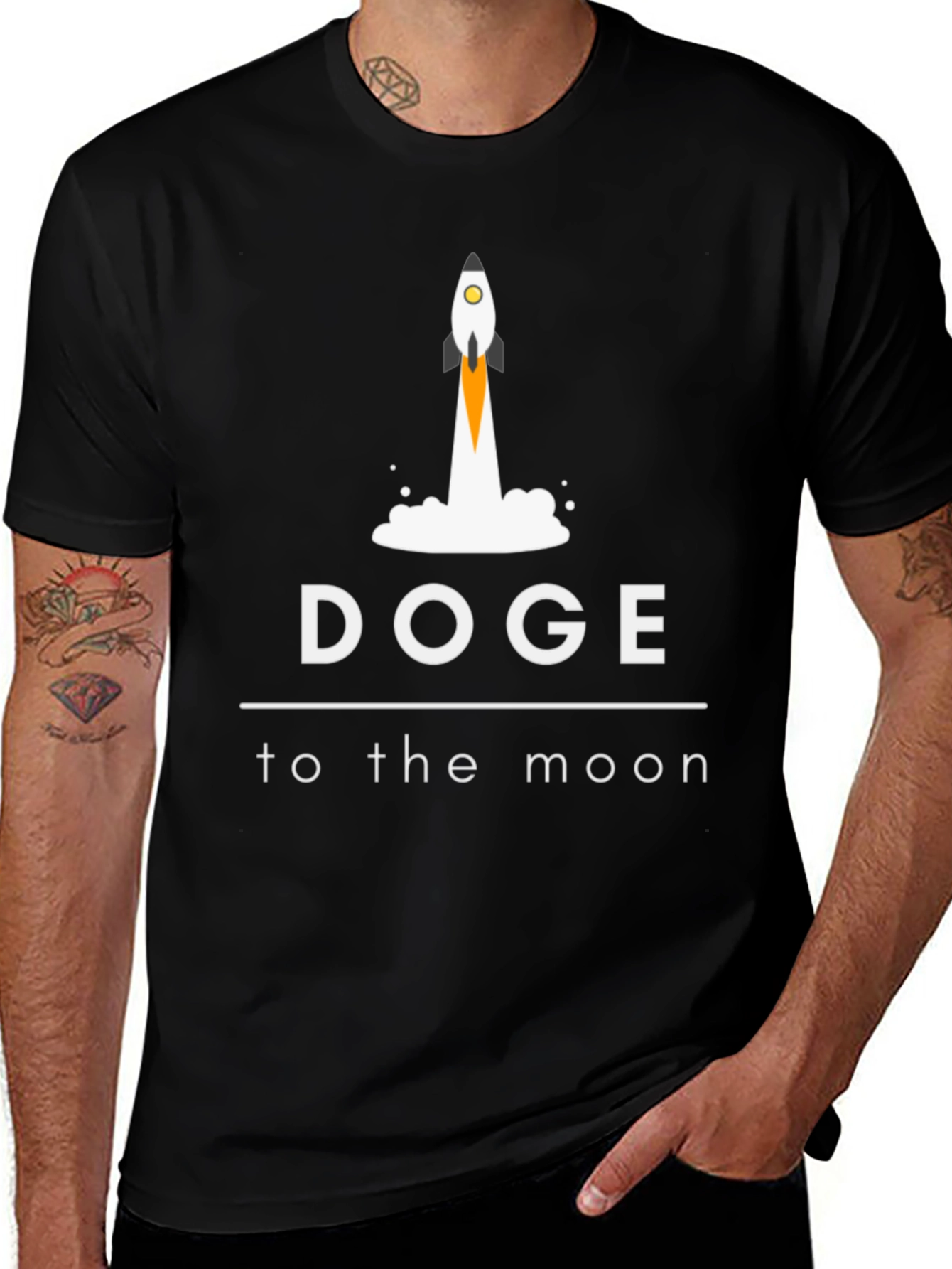 DOGE to the Moon Black T-Shirt - Crypto Tee