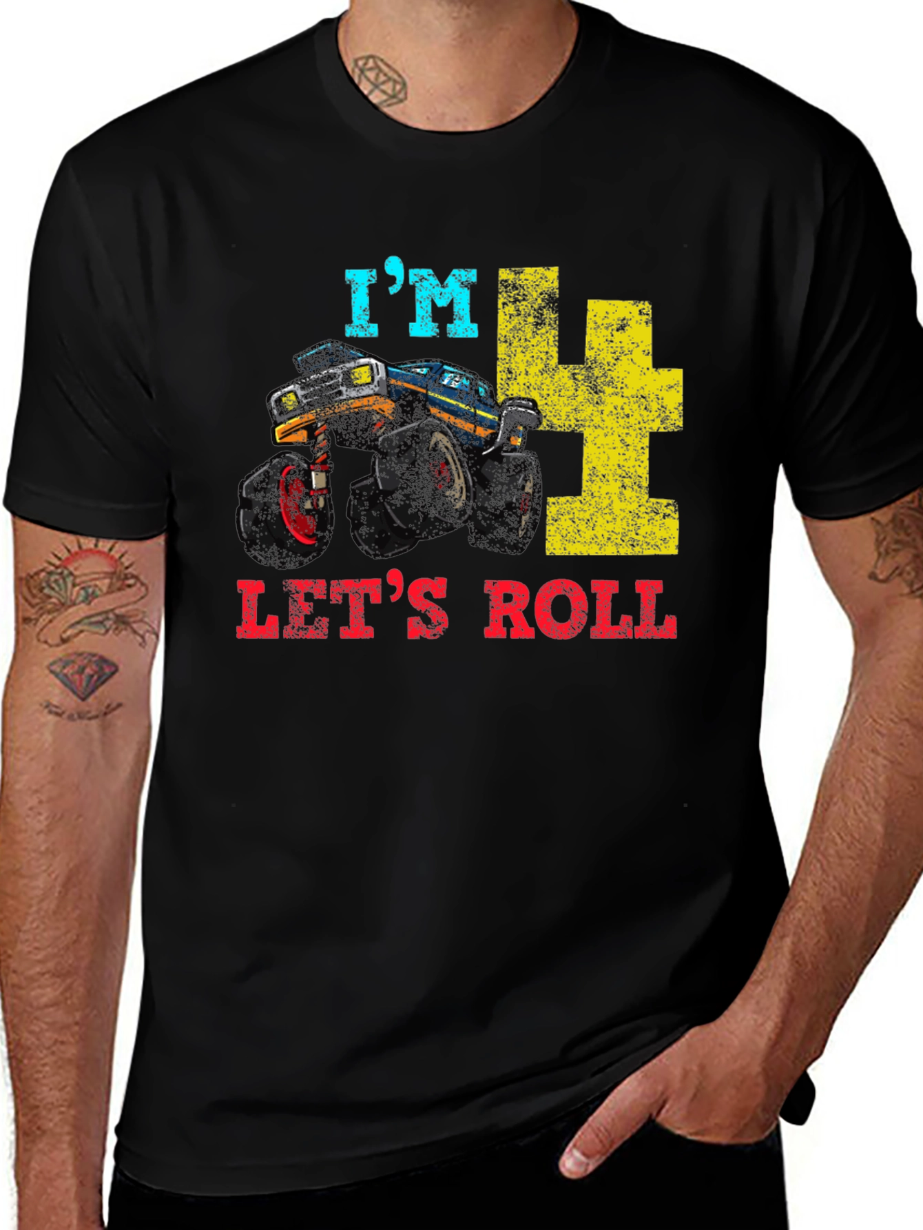 I'm Four Let's Roll Monster Truck Birthday T-Shirt