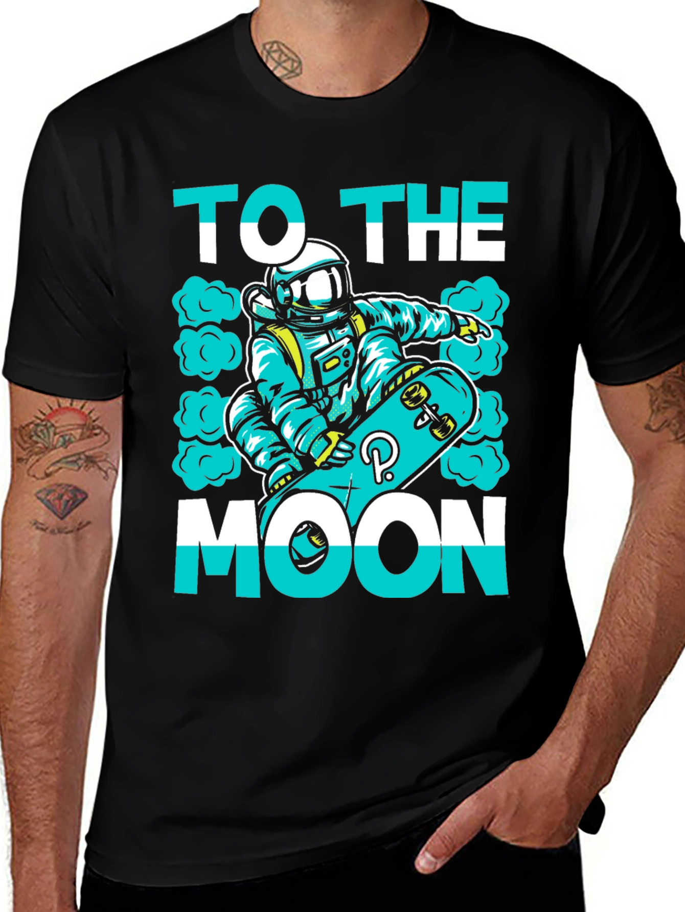 Variant 18 of To The Moon T-Shirt | Astronaut Skateboard Graphic