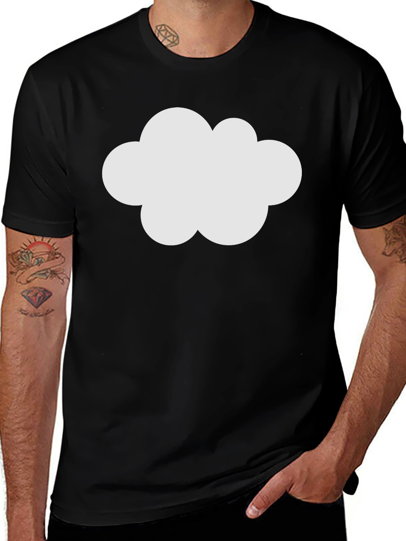 Variant 8 of Cloud Graphic Black Cotton T-Shirt