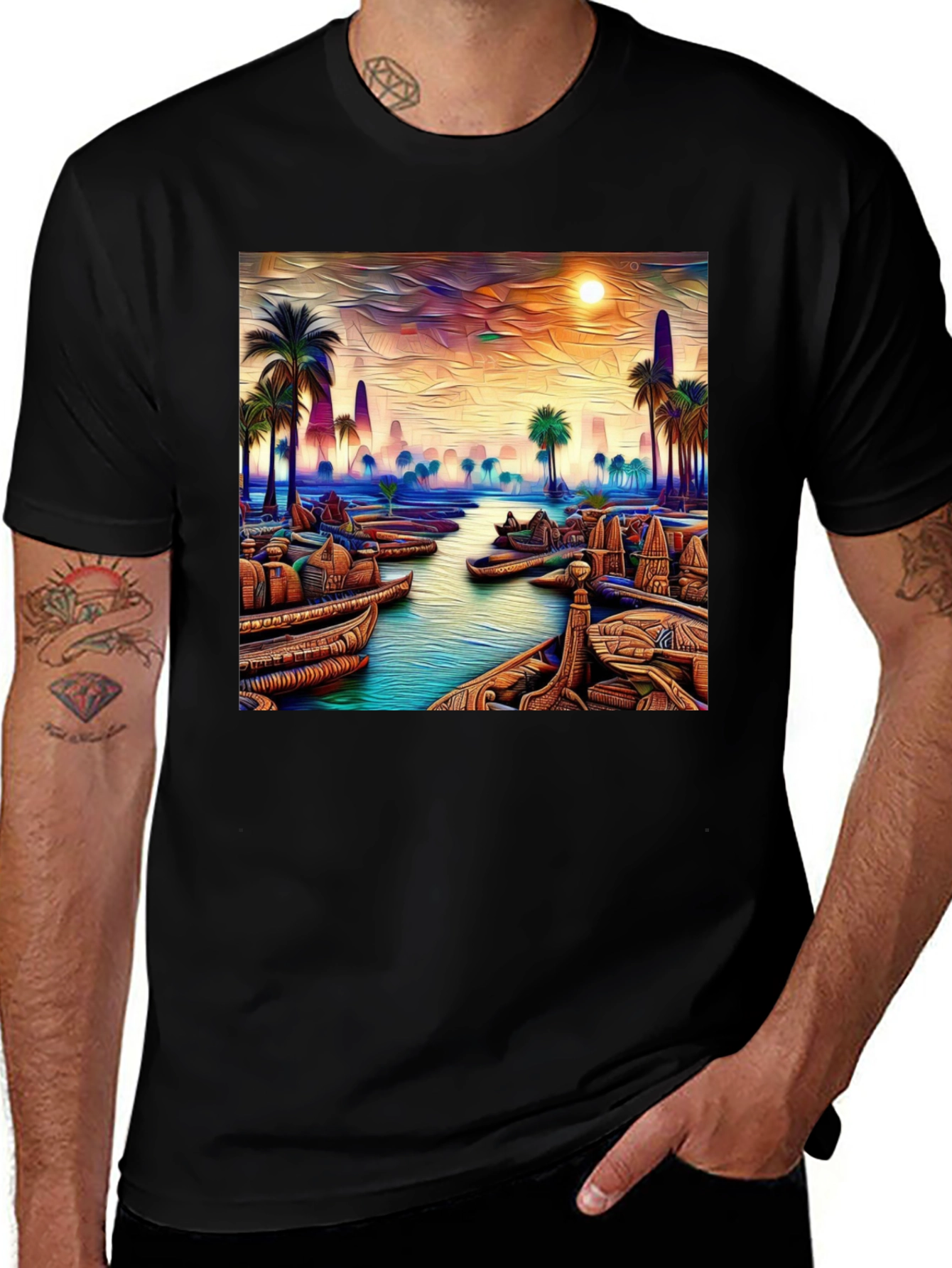 Sunset River T-Shirt - Artistic Print