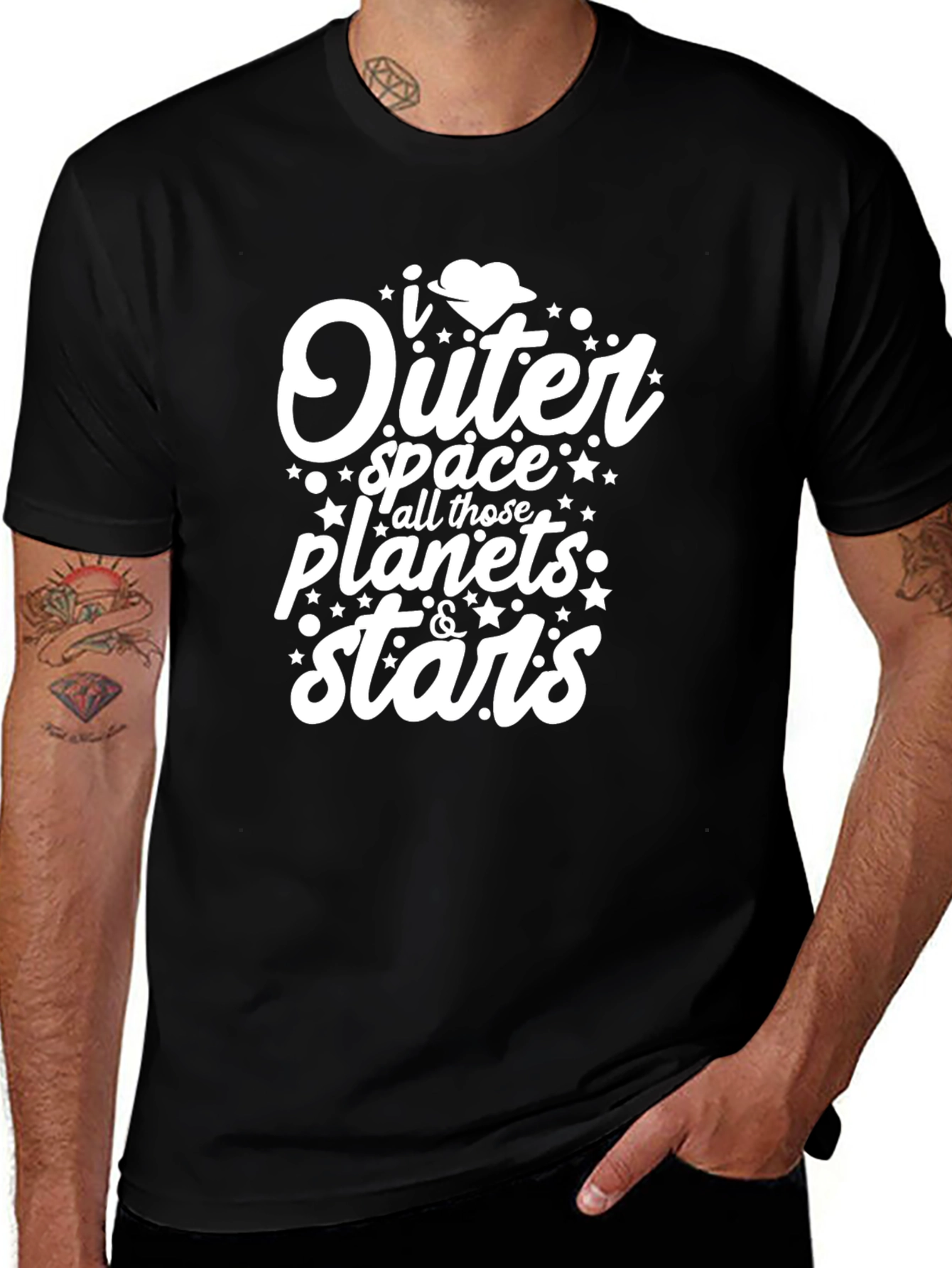 Variant 28 of Outer Space Planets & Stars Black T-Shirt