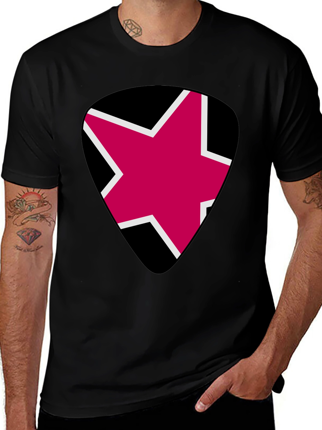 Variant 12 of Star Guitar Pick Black T-Shirt