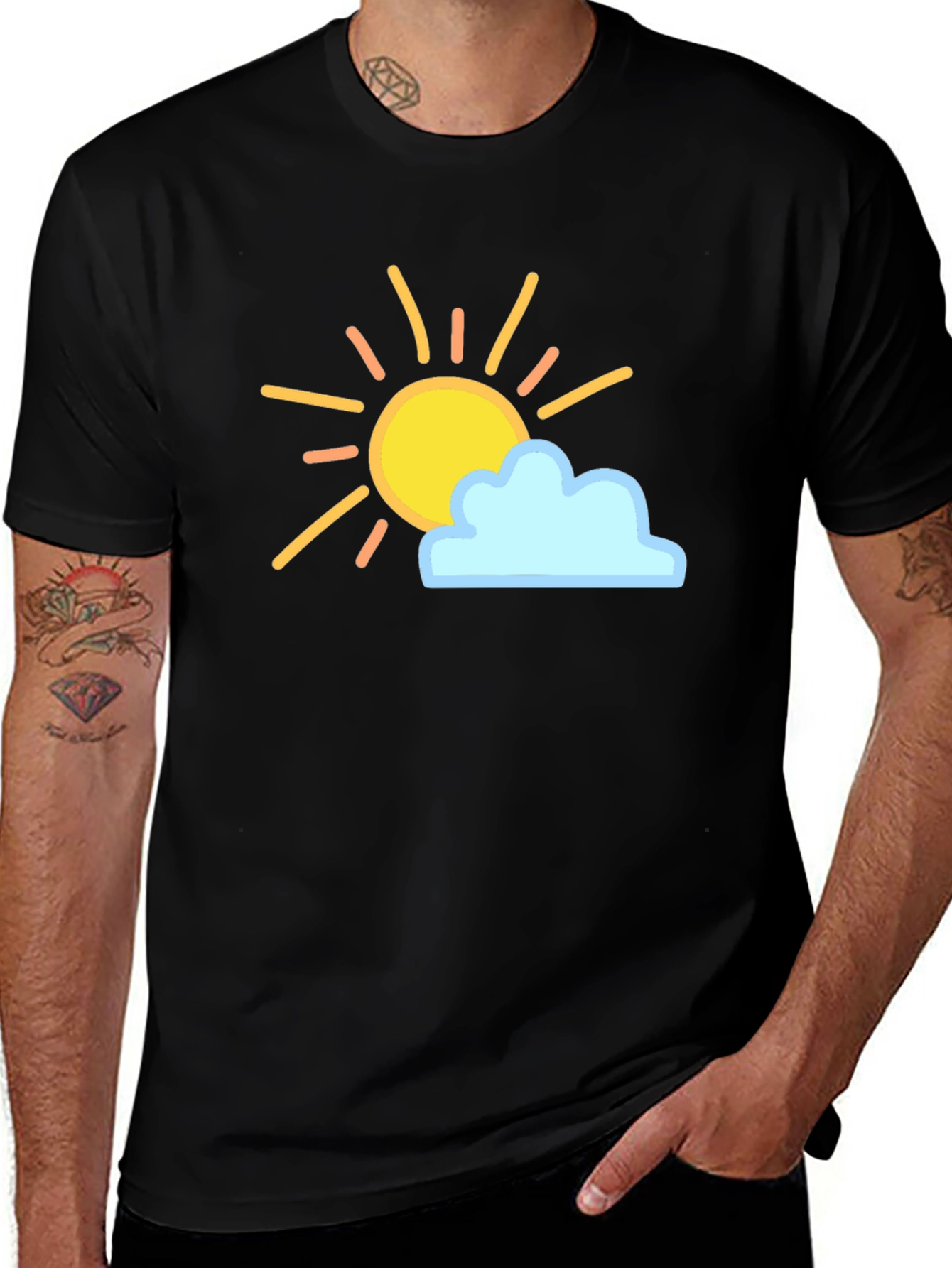 Variant 11 of Sunny Day Graphic Tee - Black Casual T-Shirt