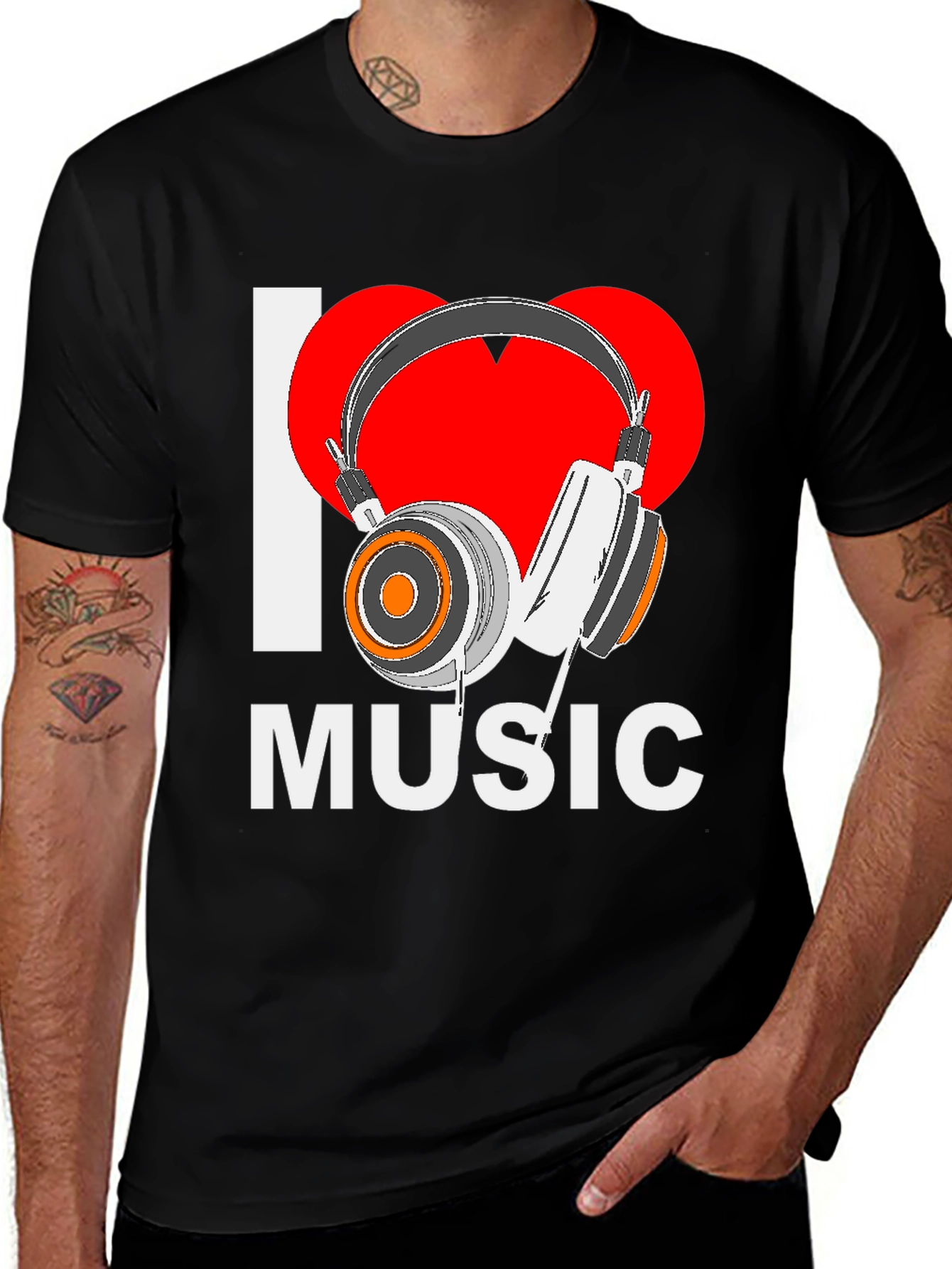 Variant 3 of I Love Music Black Graphic Tee