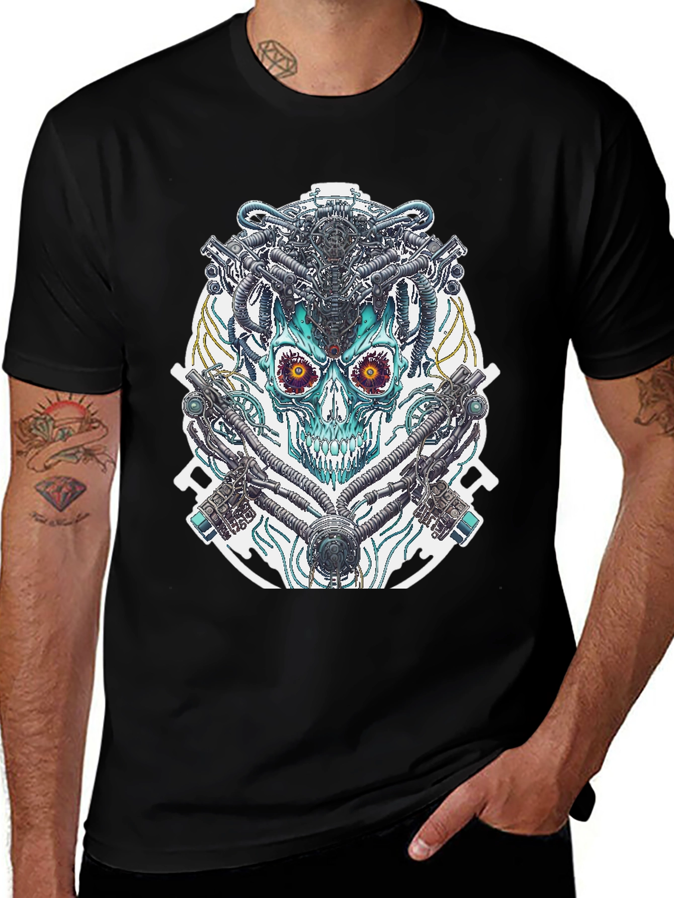 Variant 30 of Cyberpunk Skull Graphic Tee