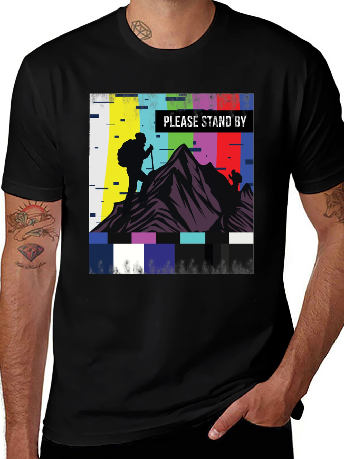 Variant 13 of Please Stand By Hiking T-Shirt - Black