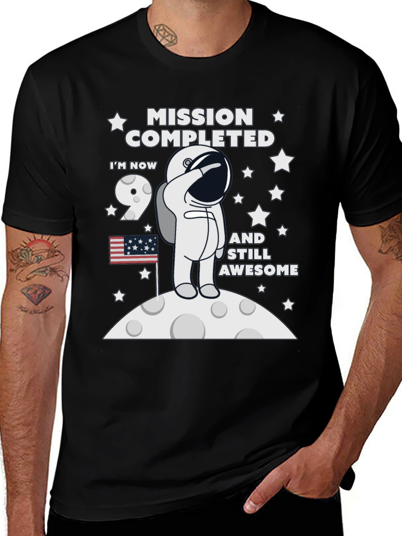 Variant 6 of Mission Completed 9th Birthday Astronaut T-Shirt