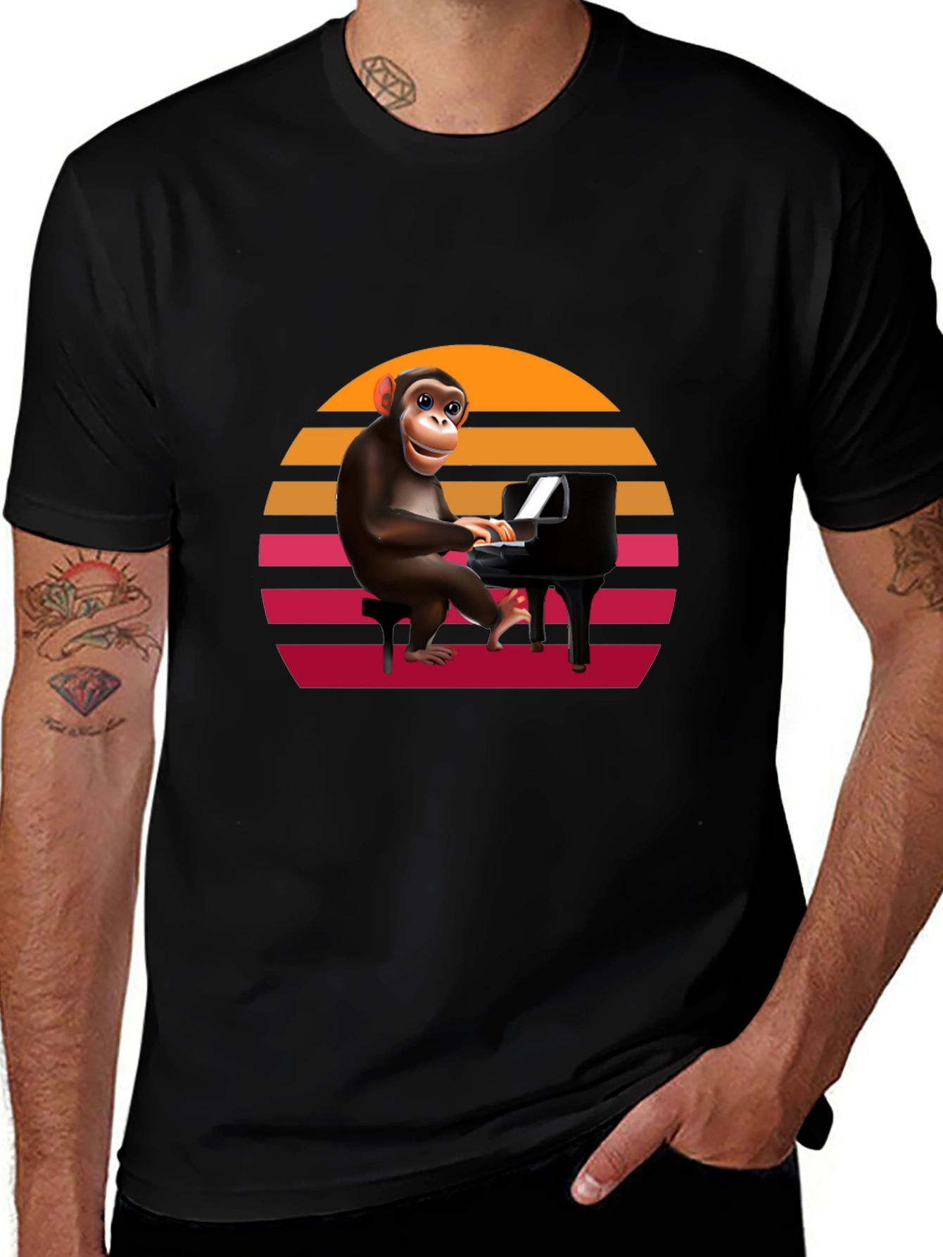 Variant 14 of Funny Monkey Playing Piano T-Shirt