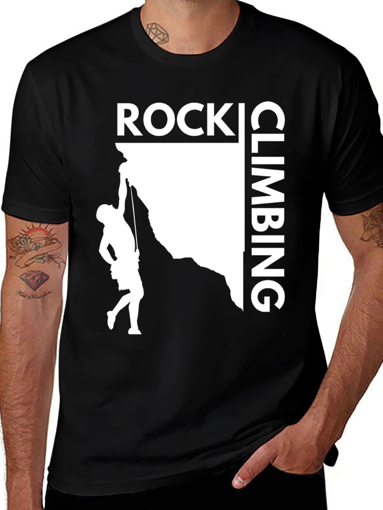 Variant 14 of Rock Climbing Graphic T-Shirt - Black Cotton Tee