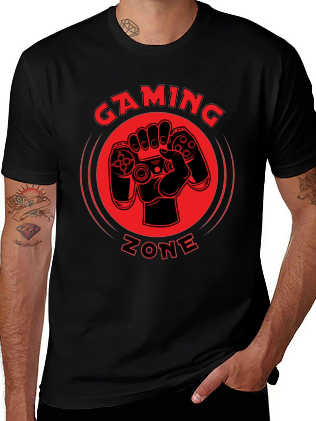 Variant 25 of Gaming Zone Black Graphic Tee - Gamer T-Shirt