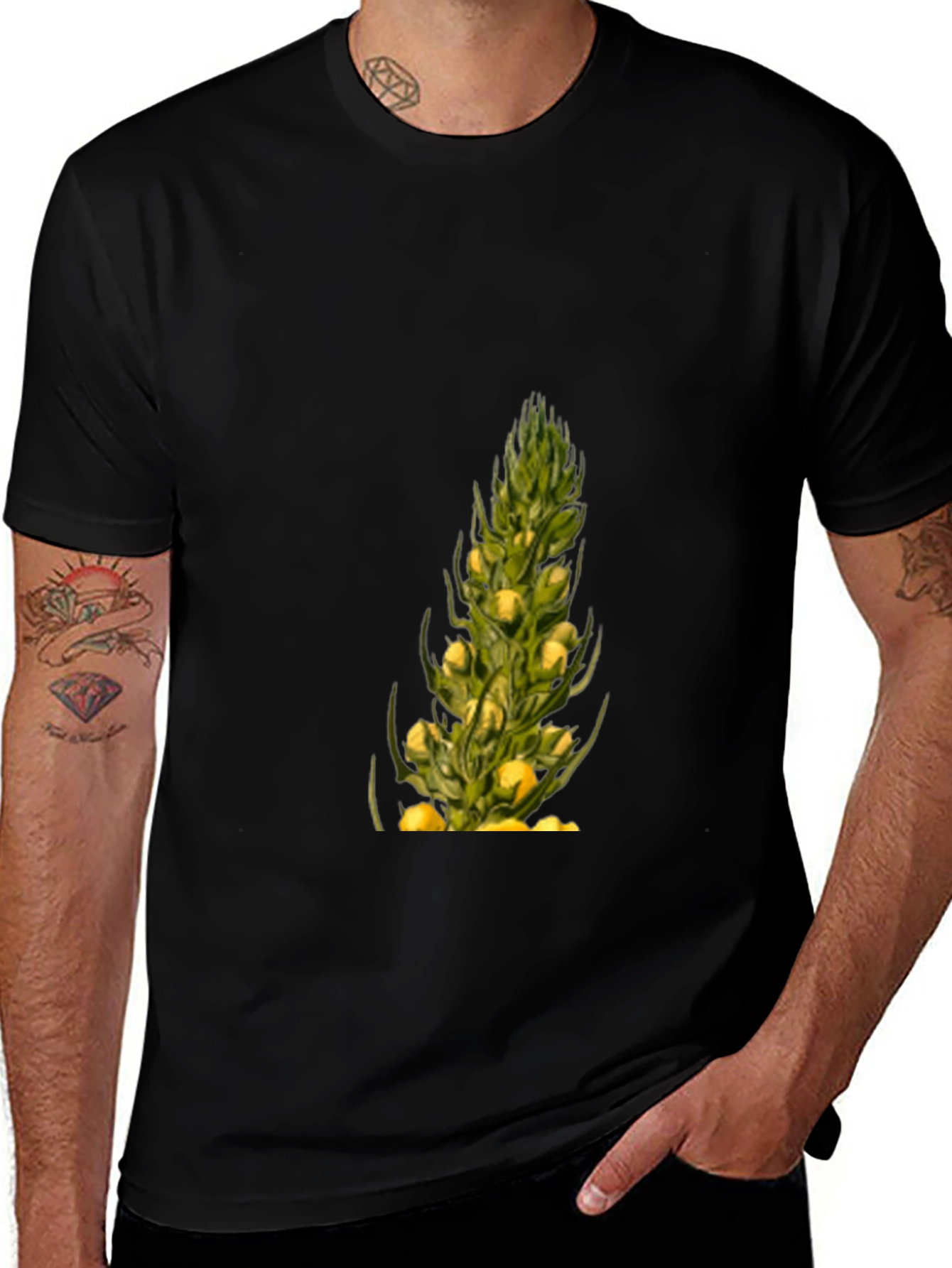 Variant 4 of Botanical Print Black T-Shirt
