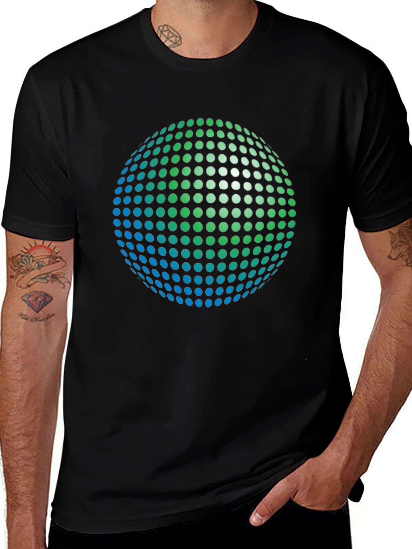 Variant 10 of Geometric Dot Sphere Graphic Tee - Modern Style