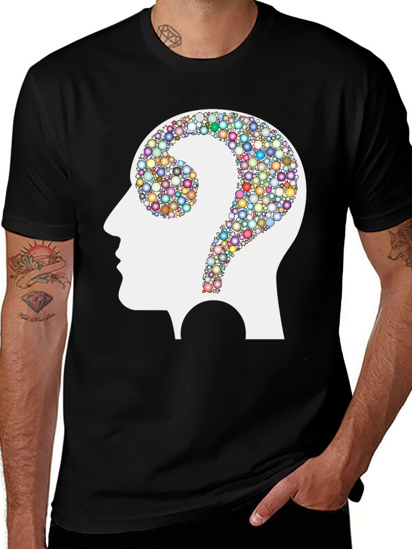 Variant 11 of Mindful Thinking T-Shirt - Colorful Bubble Design