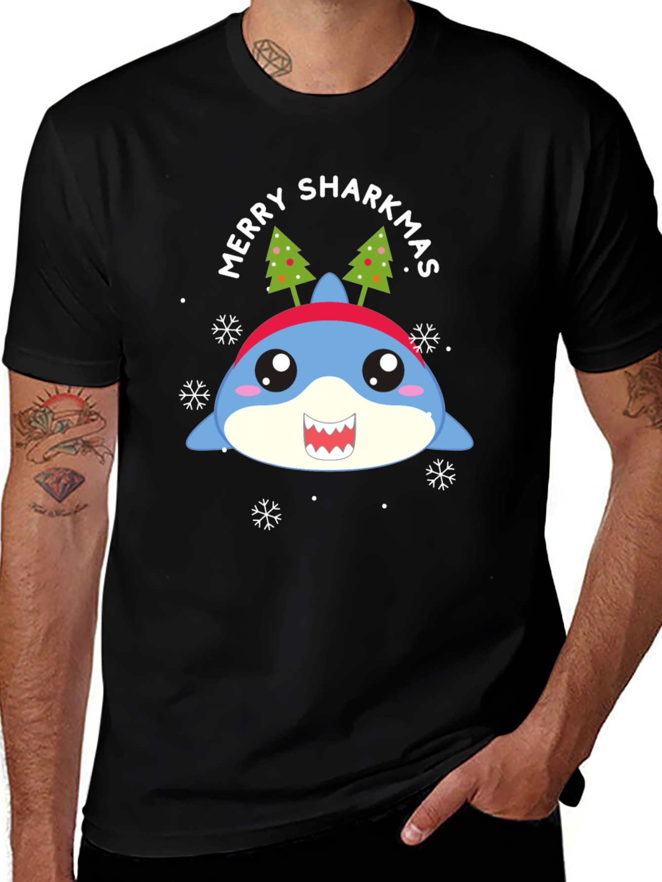 Variant 13 of Merry Sharkmas T-Shirt - Holiday Shark Tee