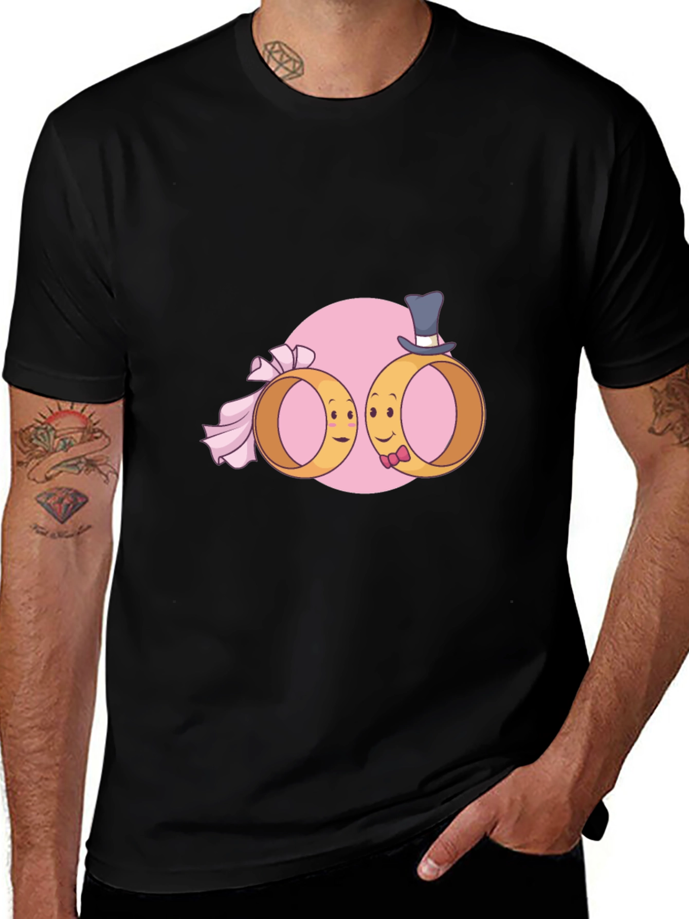Variant 28 of Wedding Rings Cartoon Graphic T-Shirt