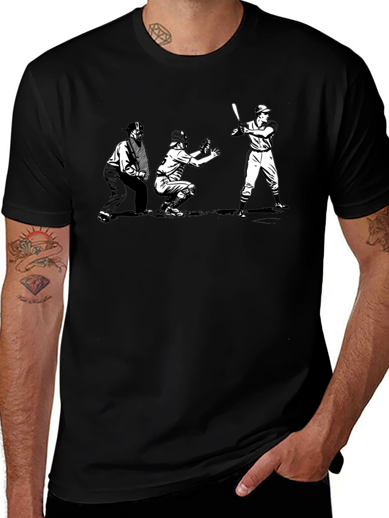 Vintage Baseball T-Shirt: Batter, Catcher, Umpire Design