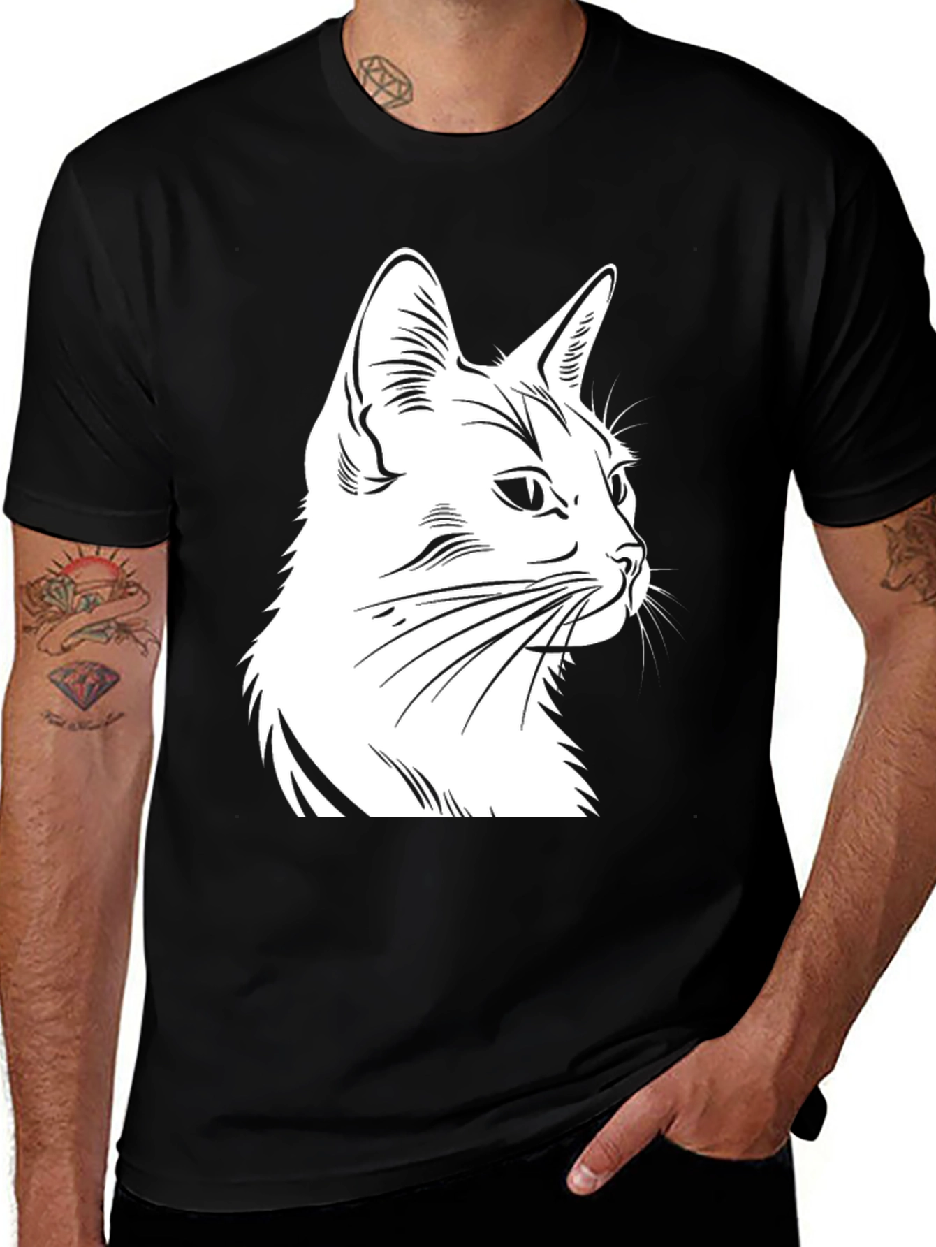 Variant 19 of Black Cat Graphic Tee - Stylish Casual Wear
