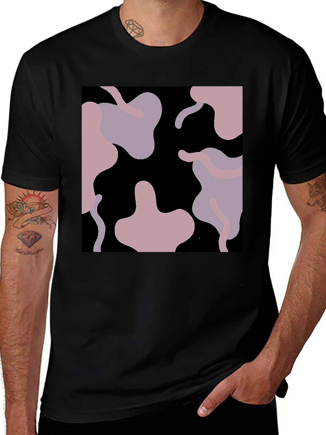 Variant 22 of Abstract Print Black Crew Neck T-Shirt