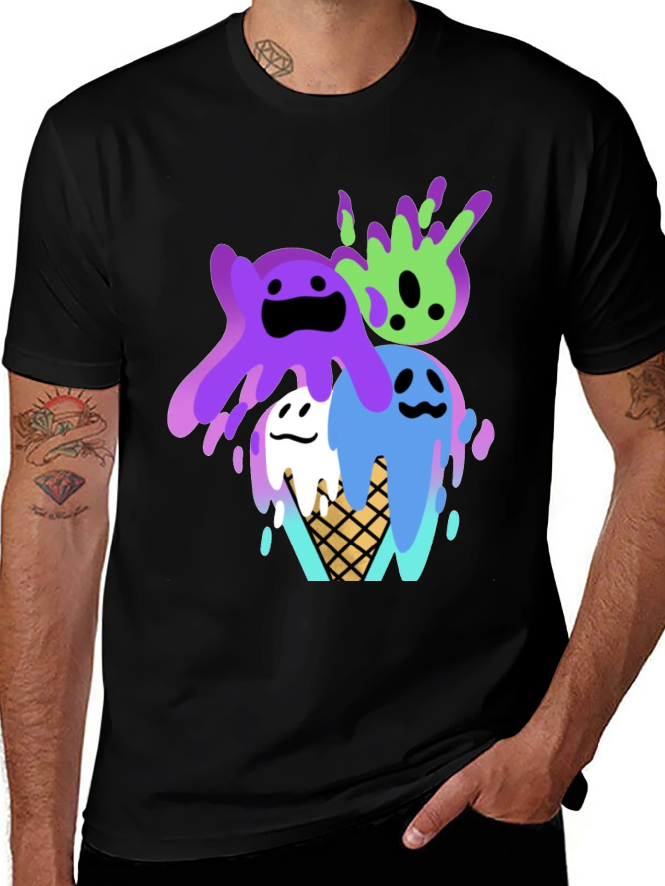 Variant 22 of Cute Ice Cream Slime Graphic Tee - Black