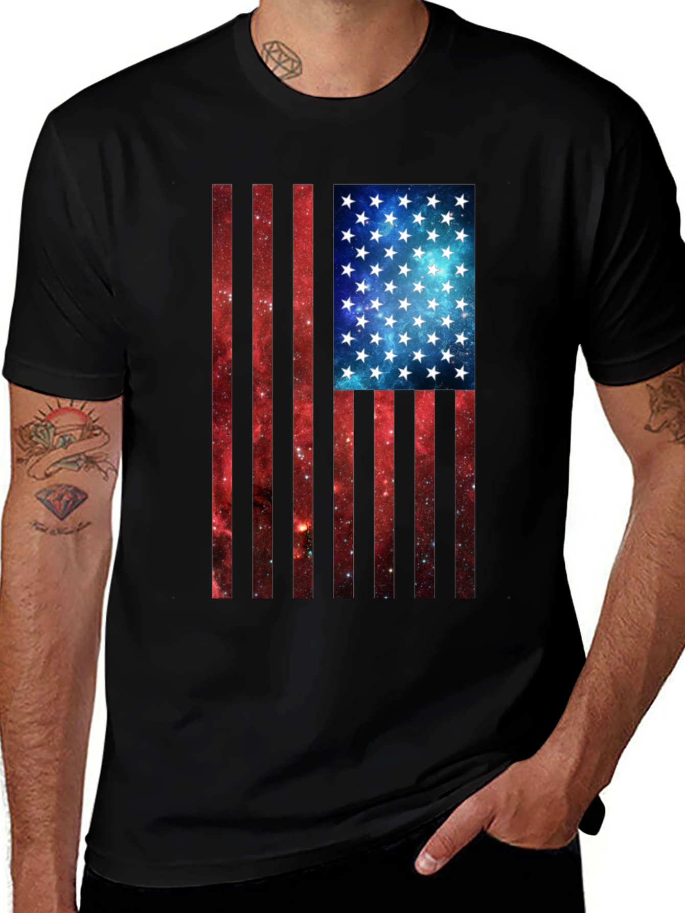 Variant 29 of Galaxy Flag Graphic Tee - Patriotic Style