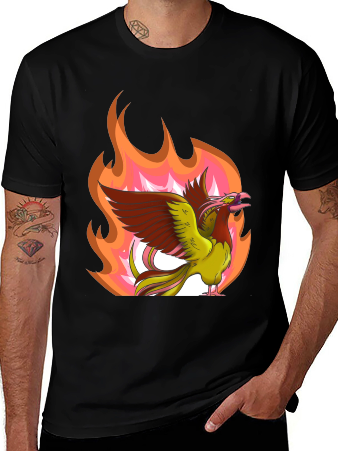 Variant 26 of Phoenix Firebird Graphic Tee - Black Cotton T-Shirt