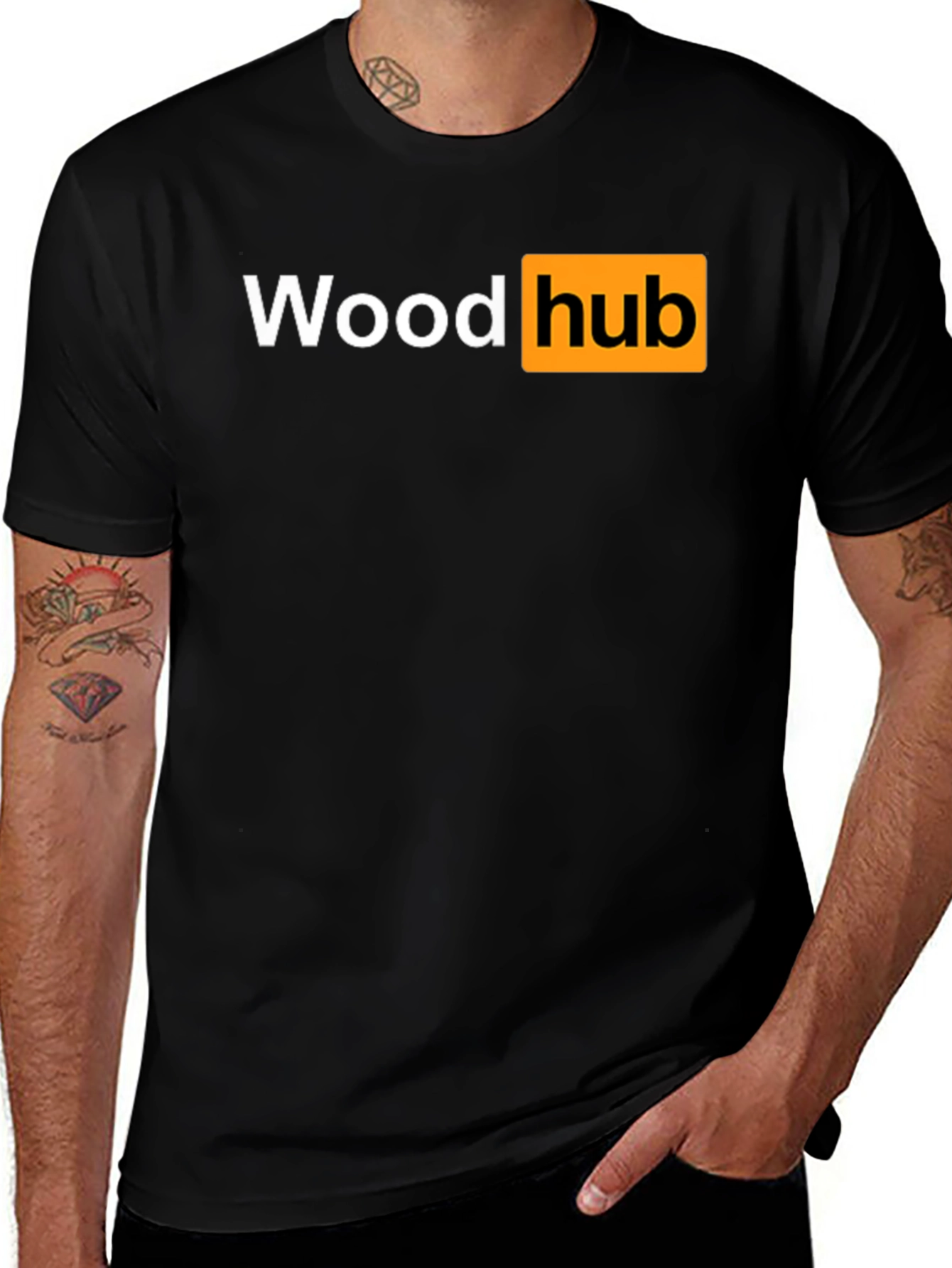 Variant 20 of Wood Hub Black T-Shirt - Funny Design