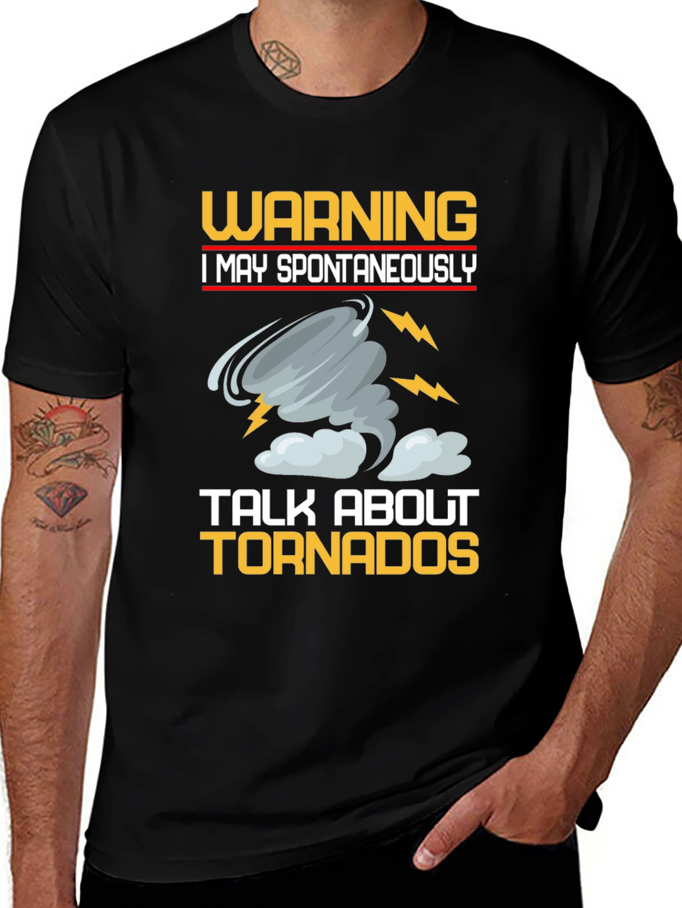 Variant 24 of Warning Tornadoes Graphic Tee - Black