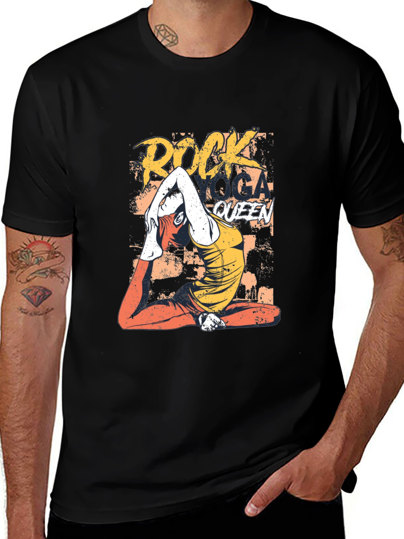 Variant 19 of Rock Yoga Queen Graphic Tee - Men's Black T-Shirt