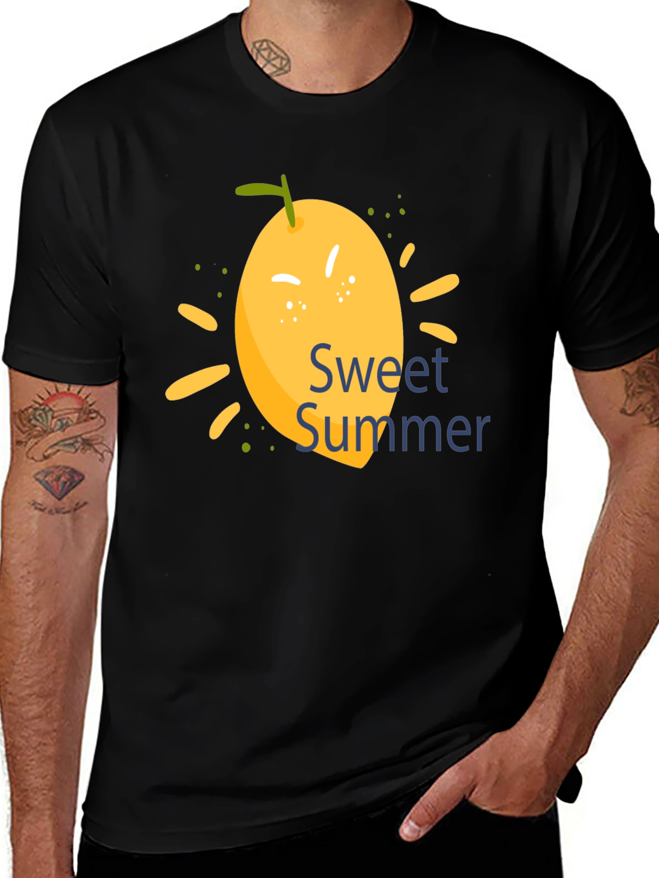 Variant 14 of Sweet Summer Lemon Graphic Tee - Casual Black T-Shirt