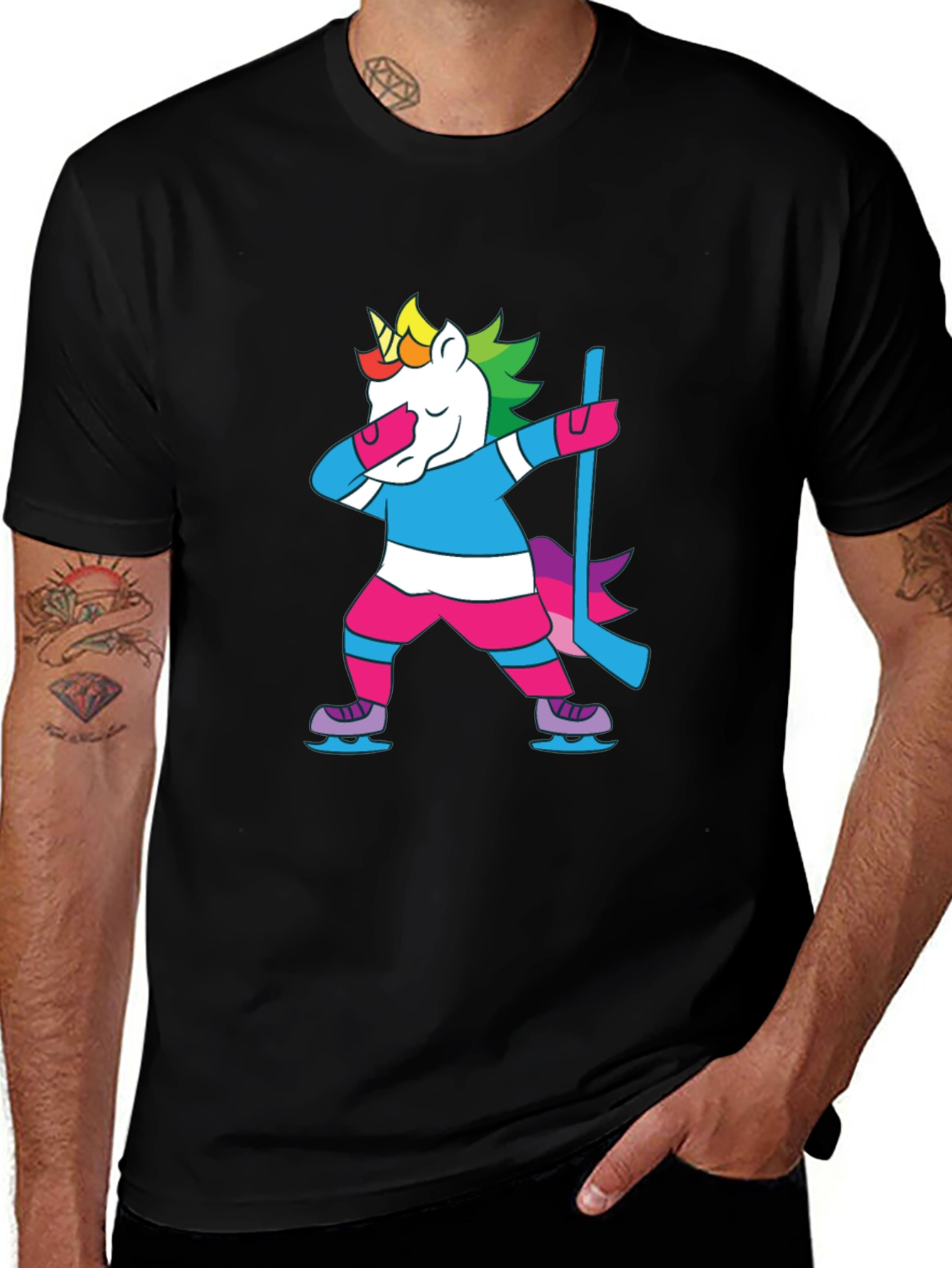 Unicorn Hockey Dab T-Shirt - Black