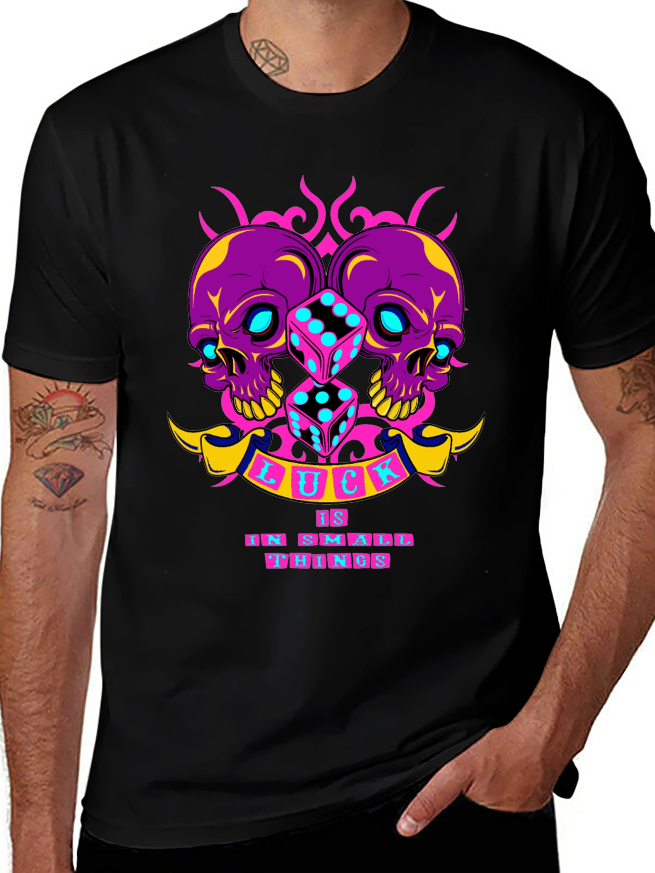 Skull & Dice Graphic Tee: Luck is in Small Things
