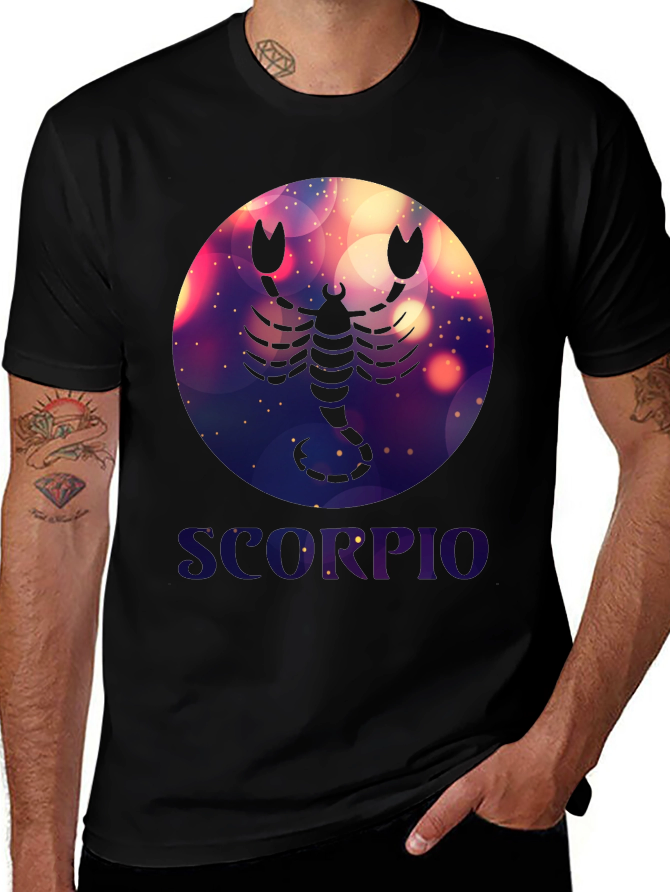 Variant 23 of Scorpio Zodiac Graphic T-Shirt - Black Cotton Blend