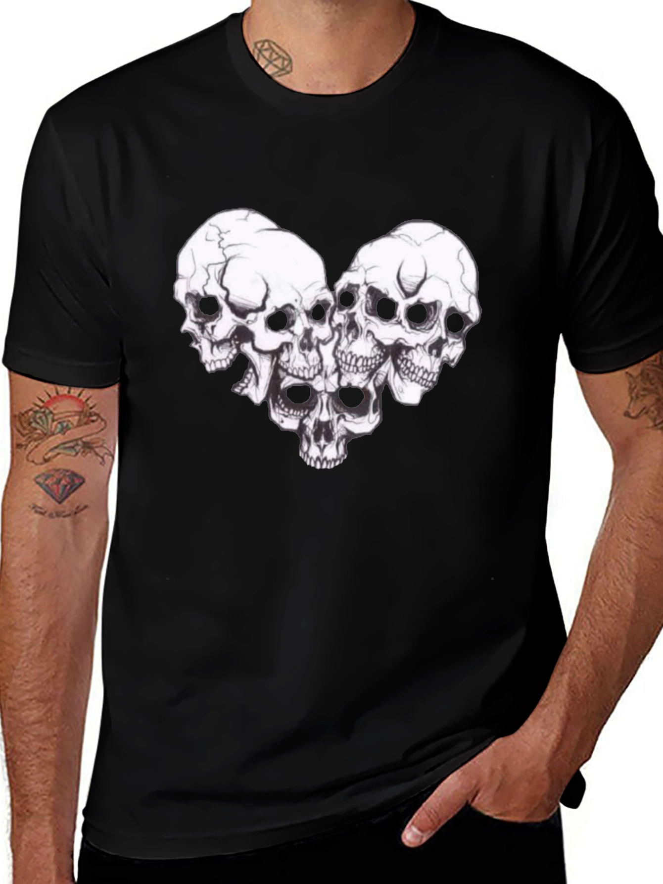 Variant 11 of Skull Heart Graphic Tee - Gothic Style
